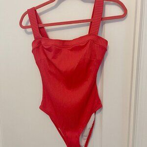 LOFT Beach Ribbed Square Neck One Piece Swimsuit